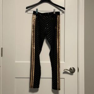 Adidas gold sparkle leggings size 14